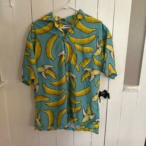 Uzzi banana shirt button down blue size large